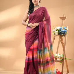 WoodenTant Colourblocked Pure Cotton Saree-picture-43