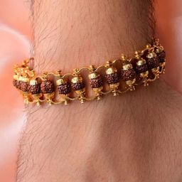 Divine souvenirs Unisex Gold-Plated Rudhraksha Beaded Wraparound Bracelet-picture-0
