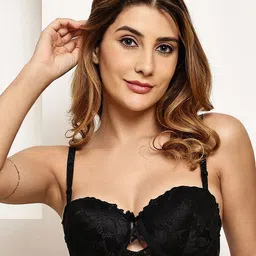 Quttos Women Romance Lace Self Design Underwired Lightly Padded Full Coverage Bra-image-73