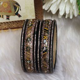 TAJ BRIDAL STORE Set Of 6 Kundan-Studded Bangle-image-28