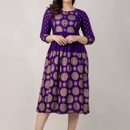 SUNEKH Ethnic Motifs Printed Fit and Flared Ethnic Dress-image-62