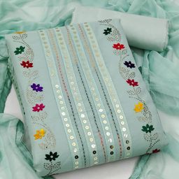 HERE&NOW Floral Embroidered Beads and Stones Unstitched Dress Material-image-80