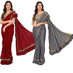 HARIOM FASHION Checked Saree-image-10
