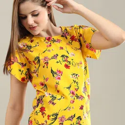 bearbrother Floral Printed Flutter Sleeves Crepe Top-picture-2