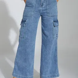 Life With Pockets Women Wide Leg High-Rise Heavy Fade Stretchable Jeans-image-79