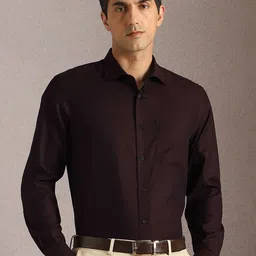 Louis Philippe Men Floral Printed Spread Collar Cotton Formal Shirt-image-74