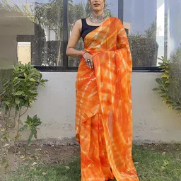 KALINI Tie and Dye Printed Pure Georgette Ready to Wear Jamdani Saree-picture-15