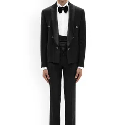 SDS By Kushal Shah Open Shawl Collar Tuxedo Three-Piece Suit-image-59