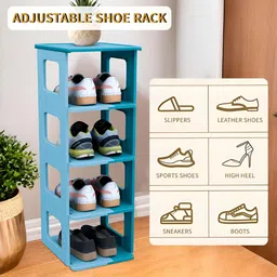 Myntra Elegant Homes Blue 4-Layer Stackable Shoe Rack image 4