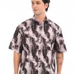 Estilocus Men Standard Oversized Fit Abstract Printed Spread Collar Cotton Casual Shirt-image-41
