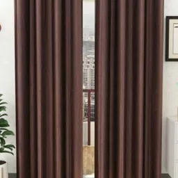 BELLA TRUE Brown 2 Pieces Semi Transparent Door Curtains-6