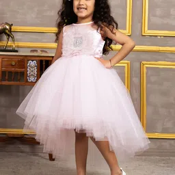 Toy Balloon kids Girls Solid Embellished Bow Fit And Flare Knee Length Dress-image-95