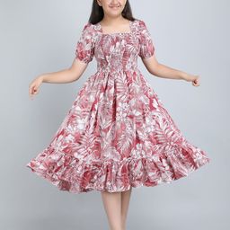 PaheliRani Puff Sleeve Crepe Formal Fit & Flare Dress-image-44