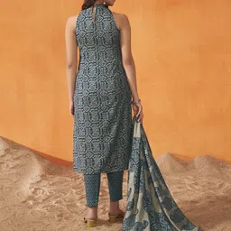 Anouk Geometric Printed Straight Kurta With Trouser And Dupatta image 5