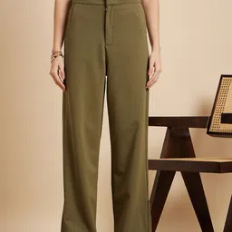 MINT STREET Women Tailored Straight Fit Pleated Trousers-picture-42