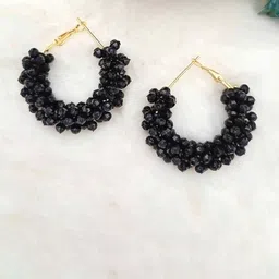 ZURIKRISHA Silver-Plated Pearls Beaded Circular Shaped Hoop Earrings-picture-30