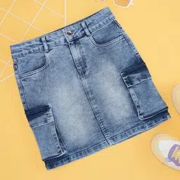 Pantaloons Junior Girls Pure Cotton Straight Mini Skirts-picture-23