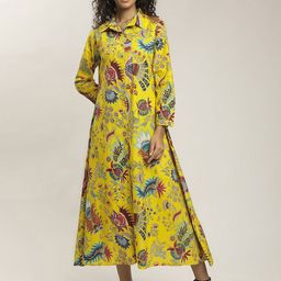 BLACK & BLAH BLAH Printed Pure Cotton A-line Midi Dress-picture-7
