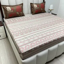 Pure Decor Lifestyle Grey Printed Pure Cotton 380 TC King Bedsheet Sets - 2.74 m x 2.74 m-picture-41