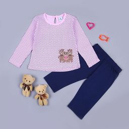 V-Mart Girls Geometric Printed Round Neck Pure Cotton Casual Top & Trousers-image-83