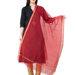 A R SILK DUPATTA HUB Zari Chanderi Dupatta-picture-9