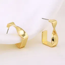 KRENOZ Gold-Plated Geometric Half Hoop Earrings-6