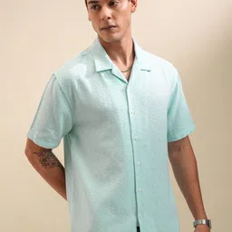 LOCOMOTIVE Men Premium Solid Textured Cuban Collar Casual Shirt-image-19