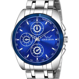 LOUIS DEVIN Men Brass Embellished Dial & Stainless Steel Bracelet Style Straps Analogue Watch LD-G036-BLUE-image-92