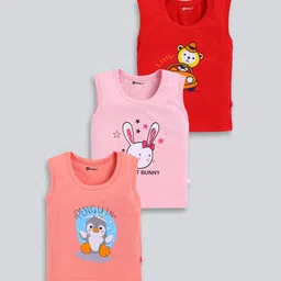 MoonKids Infants Pack Of 3 Printed Cotton Basic Vests-55