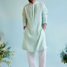 NERO Men Flared Sleeves Thread Work Kurta-image-10