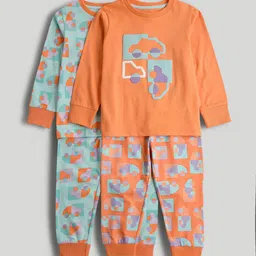 mothercare Boys Pack Of 2 Printed Long Sleeves Pure Cotton T-shirt With Pyjama-image-56