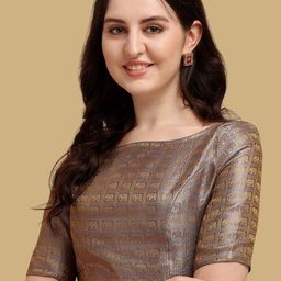 Oomph! Woven Design Boat Neck Saree Blouse-picture-52