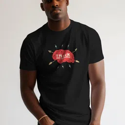OUTLAWS Typography Printed Round Neck Pure Cotton T-shirt-image-90