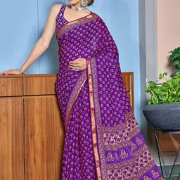 Pandadi Saree Floral Printed Zari Bagru Saree-picture-15
