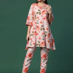 Moda Rapido Women Floral Printed Regular Kurta with Trousers-image-16
