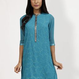 LELA Mandarin Collar Embroidered Tunic-image-5