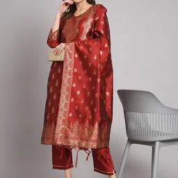 VredeVogel Women Ethnic Motifs Regular Kurta with Trousers & With Dupatta-picture-4