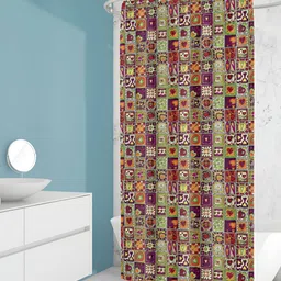 ArtzFolio Green & Purple Ethnic Motifs Waterproof Shower Curtain-image-77