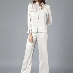 DESIGNS BY QUEEN BEE Shirt Collar Long Sleeves Pure Cotton Shirt With Trouser-image-9