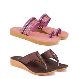BERSACHE Women Set of 2 One Toe Flats-image-32