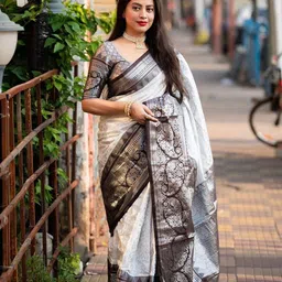 BerMondsey Women Woven Design Zari Banarasi Saree-picture-13