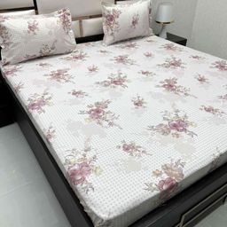 Pure Decor Pink & White Floral 330 TC Queen Bedsheet with 2 Pillow Covers-picture-29