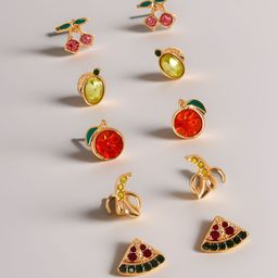 Accessorize Set Of 5 Crystals Studded Fruit Shaped Studs-image-71