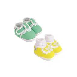 NESKA MODA 0 To 6 Months Baby Pack Of 2 Pair Cotton Butterfly Frill Newborn Soft Infant Booties-36
