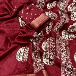 J 6 DESIGNER Women Ethnic Motifs Linen Blend Saree-picture-5