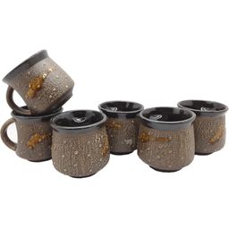 laghima jadon Brown & Black Textured 6 piece ceramic cup set-31