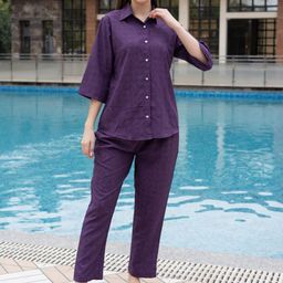 TITTLI Self Design Three-Quarter Sleeves Shirt & Trousers-image-8