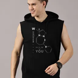 LEON Men Printed Hooded Sleeveless Sweatshirt-picture-36