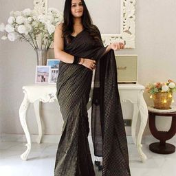 Anouk Striped Pure Cotton Khadi Saree-image-77