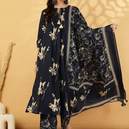 KIMAYRA Women Floral Printed Kurta with Trousers & Dupatta-picture-54